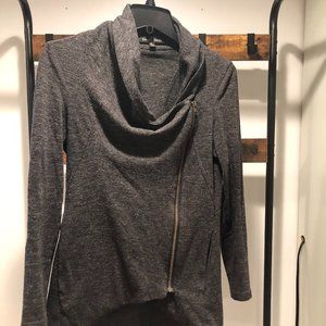 Sweet Rain Zippered Sweater Jacket (Grey)